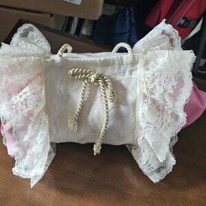Pajama Bag - white with lace,  vintage